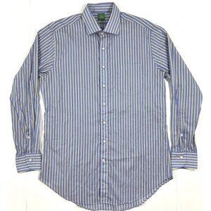 Sid Mashburn Shirt Mens Size Medium Long Sleeve Button Blue Yellow Stripe Cotton